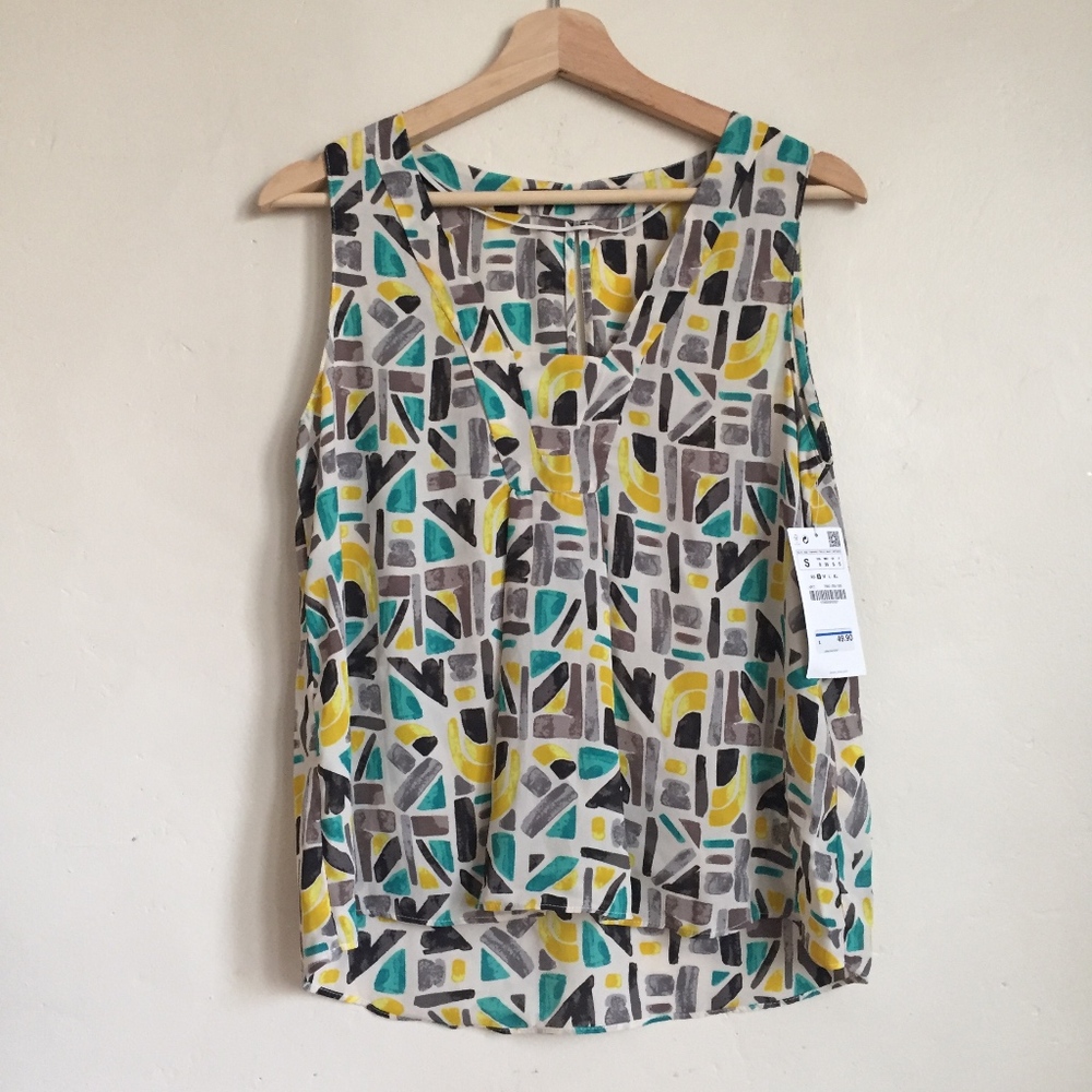 NWT Zara Basic Geometric Print Sheer Tank Top Sz S